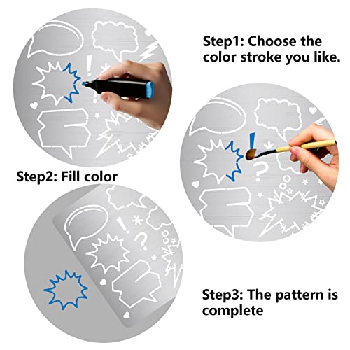 GORGECRAFT Comic Stencil Reusable Journal Stainless Steel Punctuation Stencils Comical Dialog Box Template for Drawing Writing Scrap Booking Bullet Journaling Canvas Furniture Pyrography Engraving - Image 4