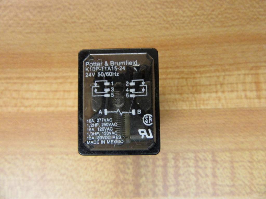 TE CONNECTIVITY/POTTER & BRUMFIELD K10P-11A15-24 Power Relay, DPDT, 24VAC, 15A, Plug in