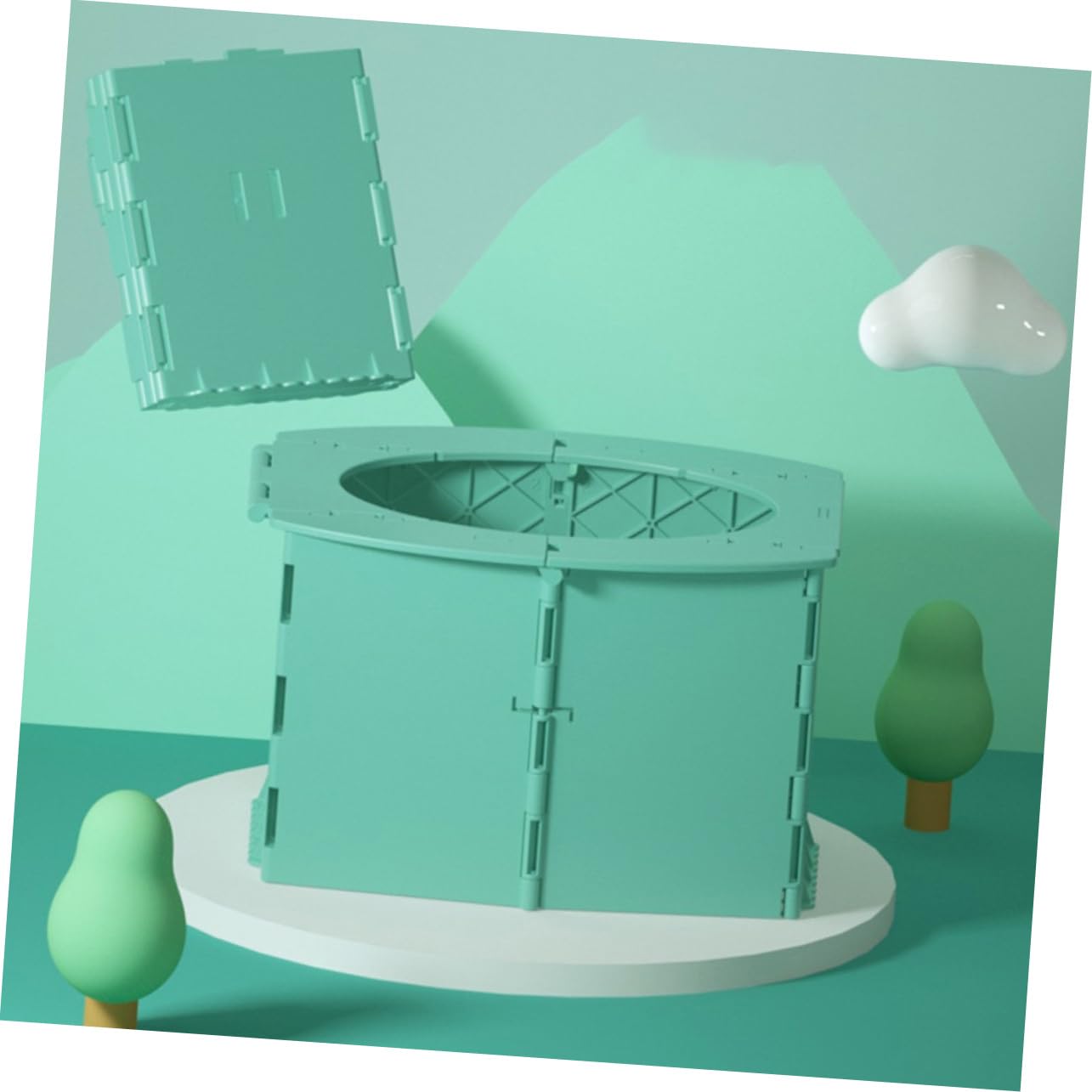 FAVOMOTO Car Toilet Portable Travel Potty Collapsible Training Seat Easy to Carry Green