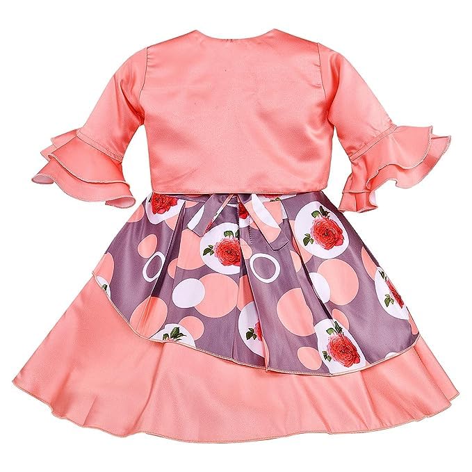 Image of Wish Karo Baby Girls Frock Dress for Girls with Jacket-(fe2803org Orange 9-12mths)