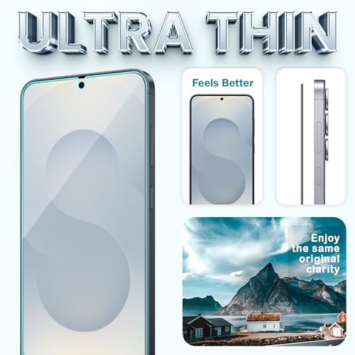 Image of ArmourPro Premium Borderless Tempered Glass for Samsung Galaxy S25, Samsung S24, HD Clear Screen Protector, Anti-Dust Speaker Mesh, 9H Hardness, Edge-to-Edge Fit, Case Friendly & Cable Protector