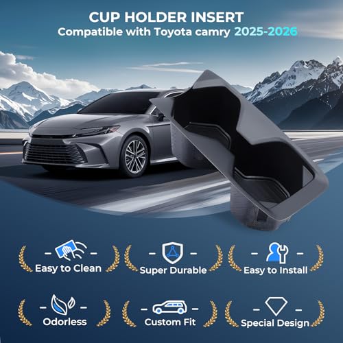 Image of Car Cup Holder for Toyota Camry 2026 2025, Interior Accessories Cup Holder Insert for Toyota Camry SE | XSE | LE | XLE 2025 2026, Black