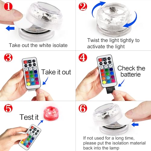 Sunnyes SY-RGB-10P Mini Submersible Led Lights,Small Waterproof Led Tea Lights Candle thumb #1