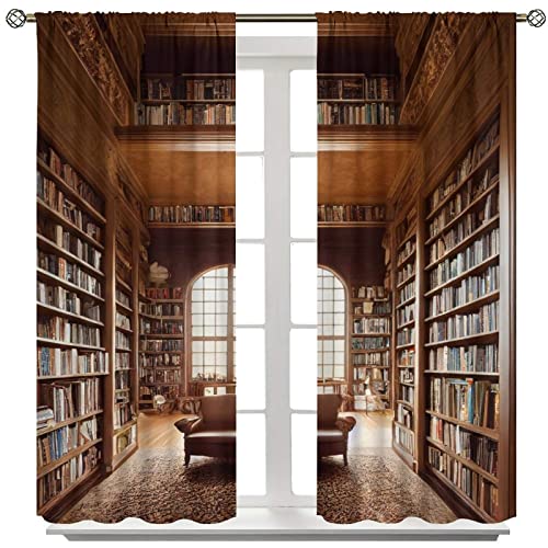 Cortinas de estante, biblioteca vintage com tratamentos de janela de livros para quarto de crianças,