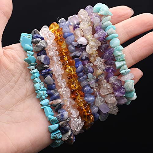 LE SKY Natural Chakra Crystal Healing Chip Stretch Bracelets Irregular Spiritual Stone Bracelet for Women Men Reiki Yoga Anxiety Yoga Meditation2