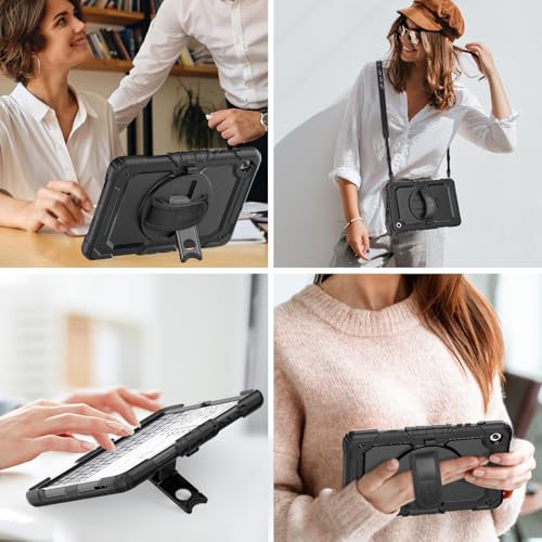SEYMAC Case for Samsung Galaxy Tab S6 Lite 10.4 Inch 2024/2022/2020,Shockproof Case with 360 Rotating Stand/Hand Strap, [Shoulder Strap&Built-in Screen Protector] for Galaxy Tab S6 lite, Black - Image 7