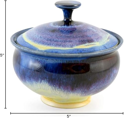 Miniatura 4 de Modern Artisans American Made Wild Blackberry Pottery Collection: plato de caramelo con tapa