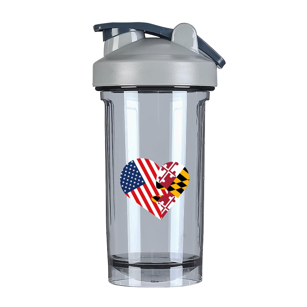 Heart America Flag and Maryland Flag 18 Ounce Shaker Cup,Fashion Theme Pattern Shaker Bottle Leak-proof Workout Shake Bottles 500ML/18 oz Perfect for Pre Workout-3