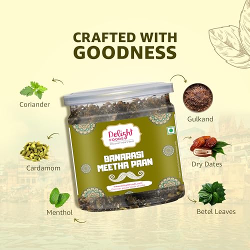 Image of Delight Foods Calcutta & Banarasi Meetha Paan Mukhwas 600g (300g x 2) | Mouth Fresheners Sweet Paan Mix | Digestive & After Meal Snacks | Without Supari | Refreshing