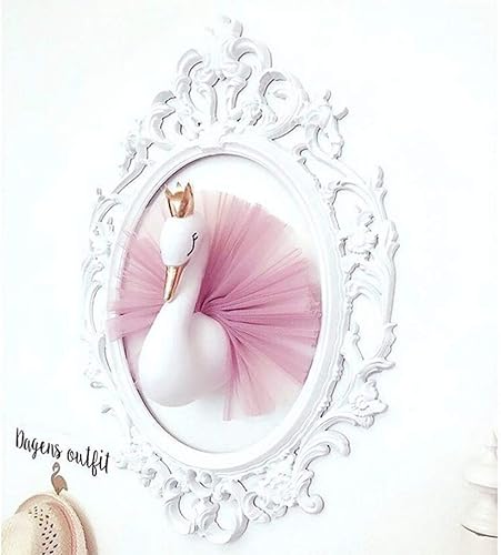 Miniatura 7 de Decoración 3D para colgar en la pared, lindo vestido de corona, cisne, gancho para guardería, habitación de niños, niñas, boda, cumpleaños (rosa)