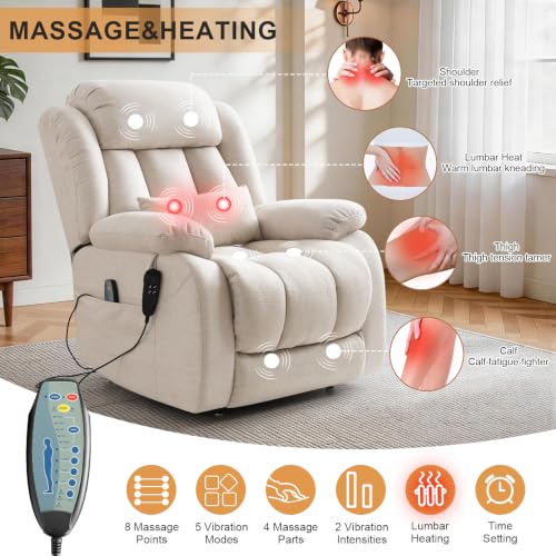 Image of Dual Motor Infinite Position Power Lift Recliner Chair for Elderly, Beige