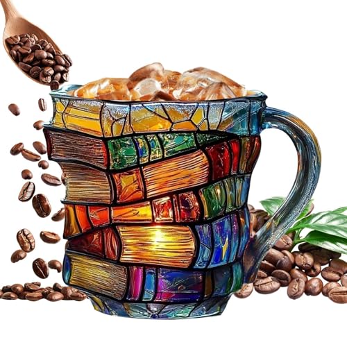 Bibliothèque Tasses Bibliothèque Tasse à Café en Céramique | Nouvelle Tasse à Café avec Motif Plat Fantastique Bibliothèque Tasses à Lait Tasses à Thé Décoration Maison Cadeaux pour les amateurs de