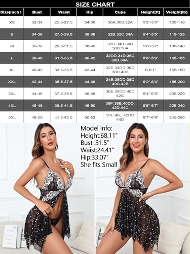 Image of Avidlove Women Lace Lingerie Front Closure Babydoll V Neck Nightwear Sexy Chemise Nightie