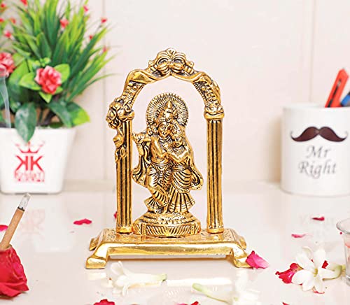 Image of KridayKraft Metal Radha Krishna Statue Gold Plated Decor Your Home,Office & Radha Krishna Murti Idol Showpiece Figurines,Religious Krishna Idol Gift Article...