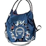 GriMei エコバッグ 御洒落 折畳み 繰り返し使用 ボールアンドチェーン バッグ 刺繍 ショルダーストラップ付き 大容量 軽量 ボールあんどチェーン バッグ 収納 多目的機能 刺繍エコバッグ レディースバッグ ナイロン生地 刺繍ショッピングバッグ ナイロンバッグ ポールアンドチェーンエコバック (A,L)