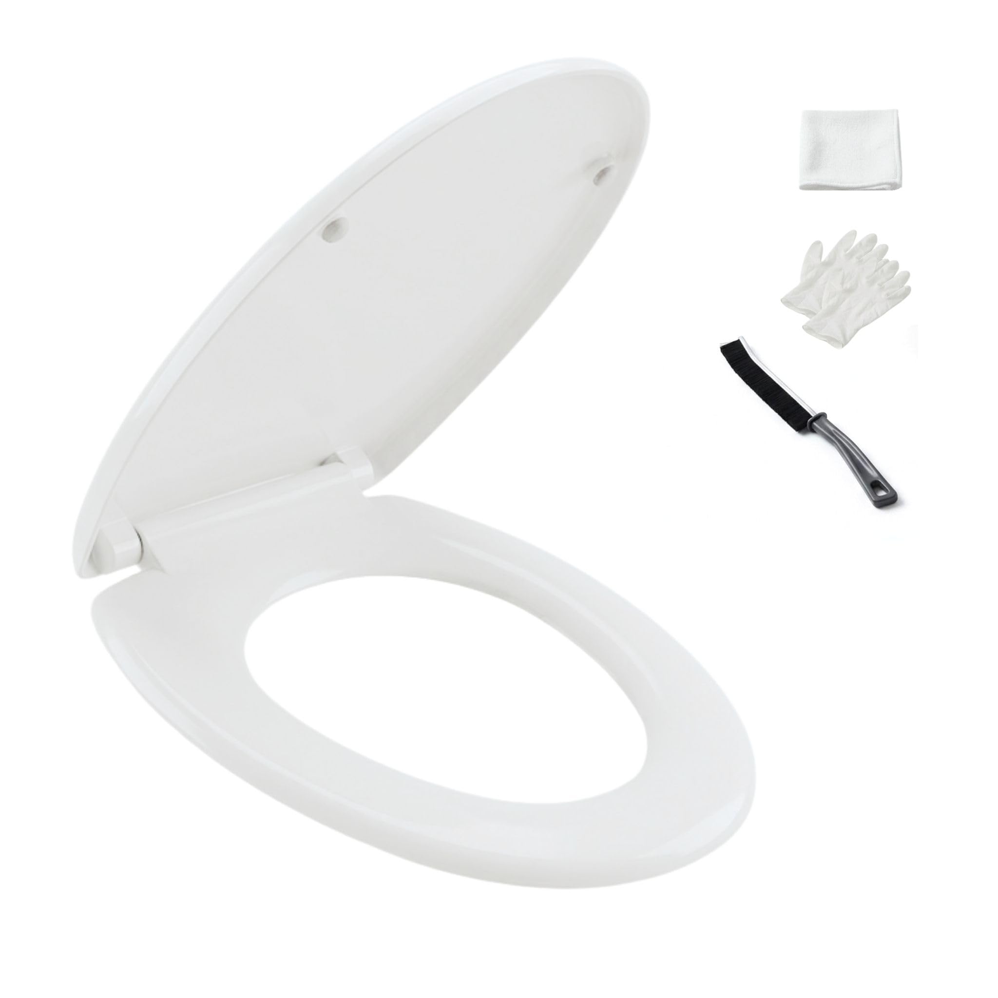 Abattant de WC blanc ovale avec abaissement automatique et kit de montage