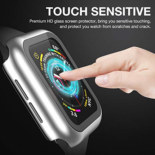 Image of Case Compatible with Apple Watch 38MM Series 3 /2 /1 / with Built-in Tempered Glass Screen Protector, All-Around Ultra-Thin Bumper Full Cover Hard PC Protective Case for iWatch