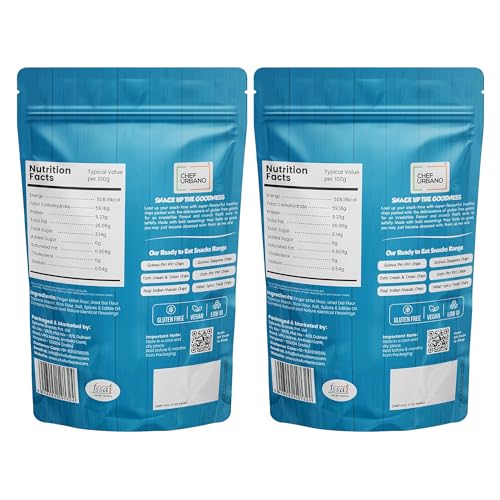 Image of Chef Urbano Ragi Chips Indian Masala 85g PACK OF 2 | Gluten Free | | Vegan | Low GI| Crunchy Healthy Snacks | High Protein and Fiber Rich | Good for Diet | Good for Kids