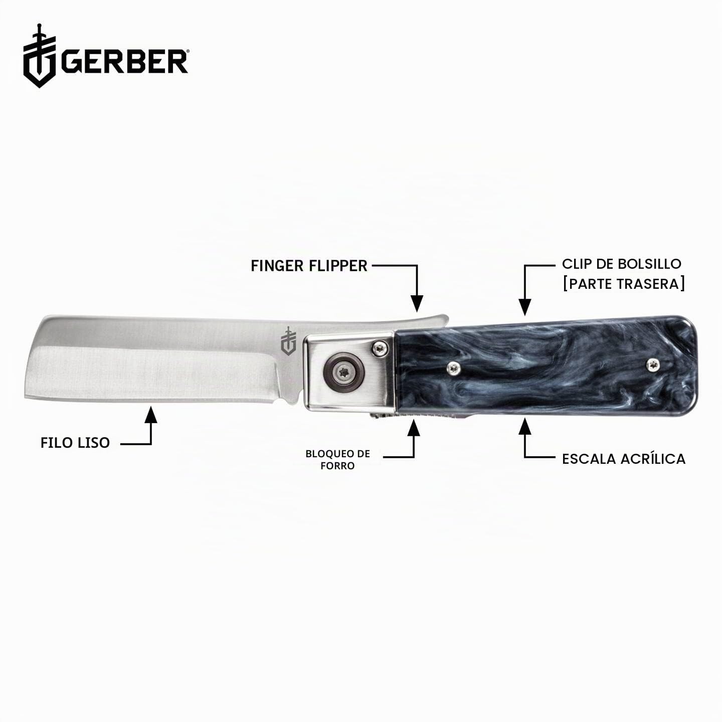 Gerber Navaja de bolsillo, Longitud de la hoja: 6,86 cm, Jukebox, Diseño de mármol, 30-001671