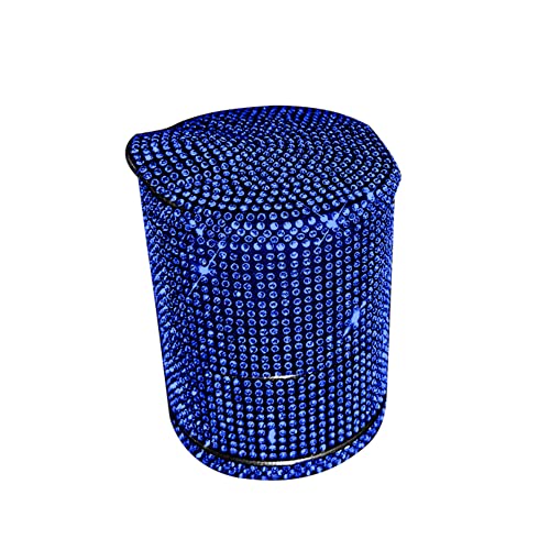 Surakey Bling Crystal Car Ashtray Cigarettes with Blue Rhinestones Auto Vehicle Air Vent Ash Holder Container for Women Car Trash Can with LED Light — Size:9cmx6.5cmx6.5cm
