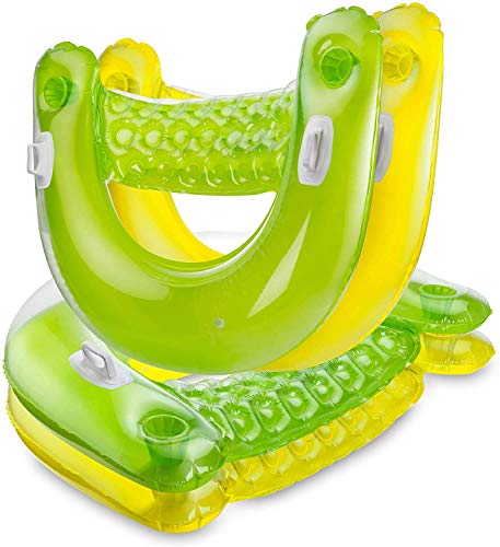 Inflatable Chair Floats with Cup Holders [Set of 4] Sit 'N Float Inflatable