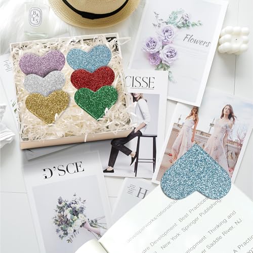Image of Winjeto 6 Pieces Leather Heart Bookmark - Gifts for Book Lovers Teachers | Bulk Bookmarks | Cute book Mark | Bookish Gifts | Bible Study | School Office Home Supplies Accessories Stationary Stuff