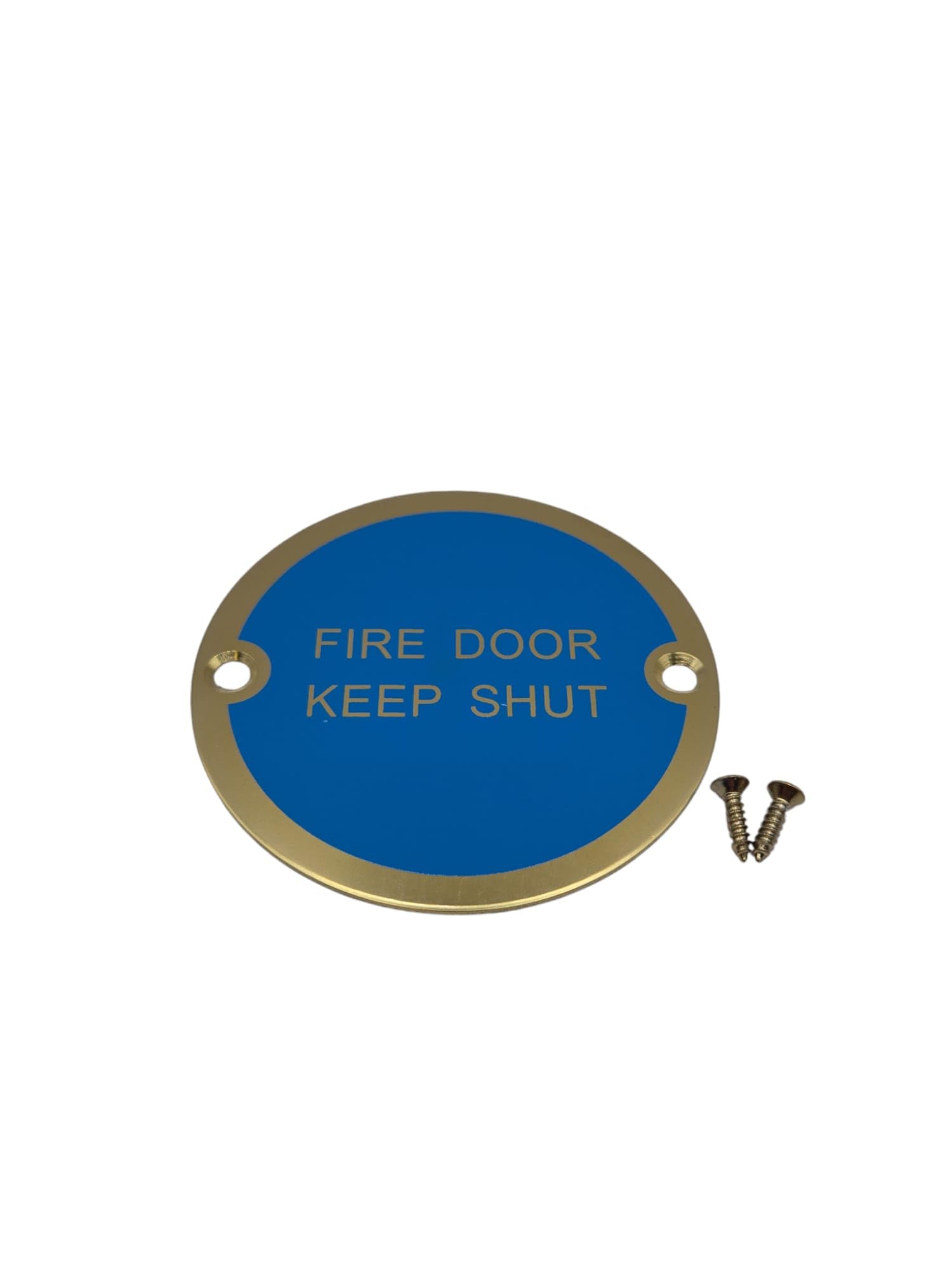 Bary Fire Door Keep Shut Sign Polished Brass