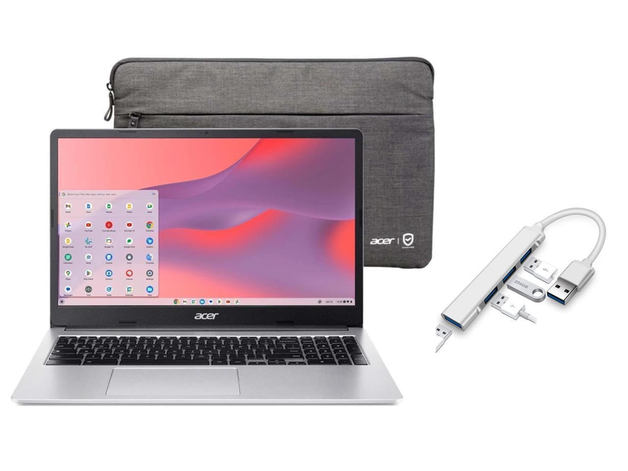 acer Chromebook 315 15.6 FHD Laptop | Intel Celeron N4500 | Intel UHD Graphics | Built-in Webcam| microSD Card Reader| Silver | 4GB RAM | 64GB SSD |