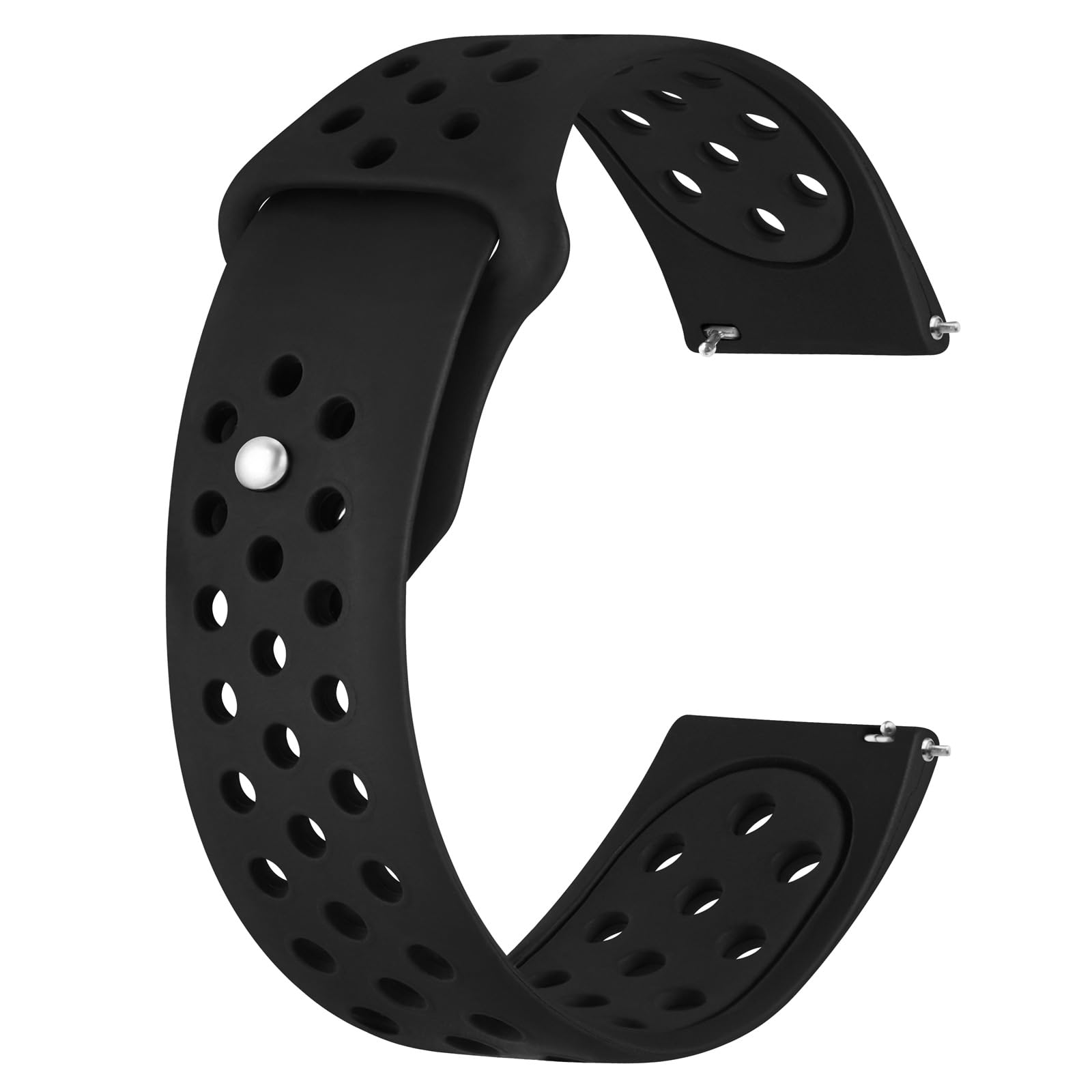 [BISONSTRAP] スポーツ腕時計バンド 22mmバイカラー・シリコン時計バンド Quick Release ブラック替えベルト