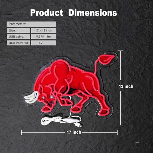 Image of Bull Neon Sign Night light for Bar Club Bedroom Hotel Pub Cafe Wedding Birthday Party Gifts