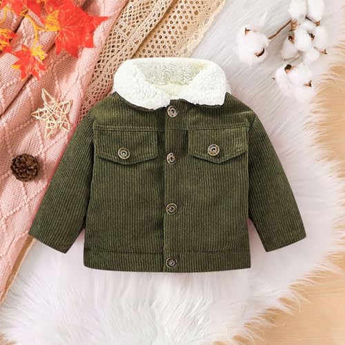 Baby Boys Girls Corduroy Jacket Toddler 𝗦𝗵erpa Lined Lapel Button Down Fall Winter Warm Coat Outerwear2