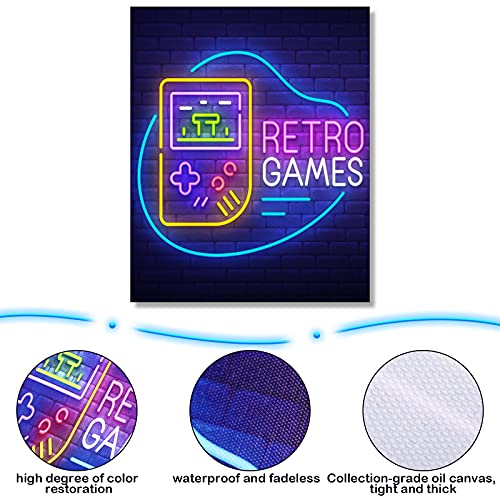 Spakon 6 Pieces Video Game Art Print Colorful Gaming Themed Canvas Wall Art Neon Gaming Posters 8X10 Inch Video Game Wall Art Gaming Artwork For Kids Boy Wall Decor Teens Bedroom Game Room Decor #TOP2