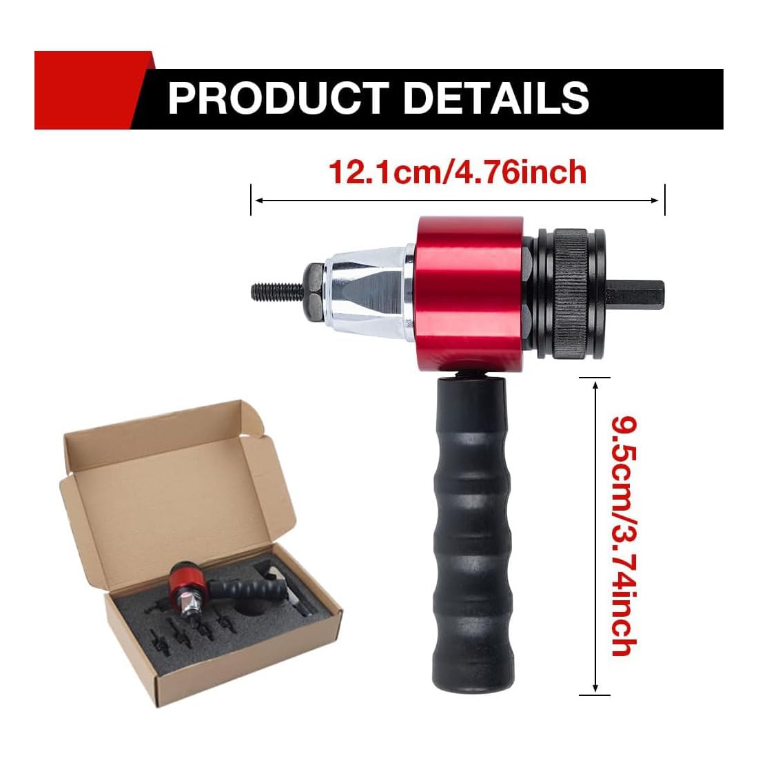 Kit Adattatore per Rivettatrice Elettrica M3-M8, Inserto Rivetti Filettati per Avvitatore a Batteria, Accessorio Trapano per Dadi Ciechi, Idoneo Automobilistico e Fai da Te (2Pcs)