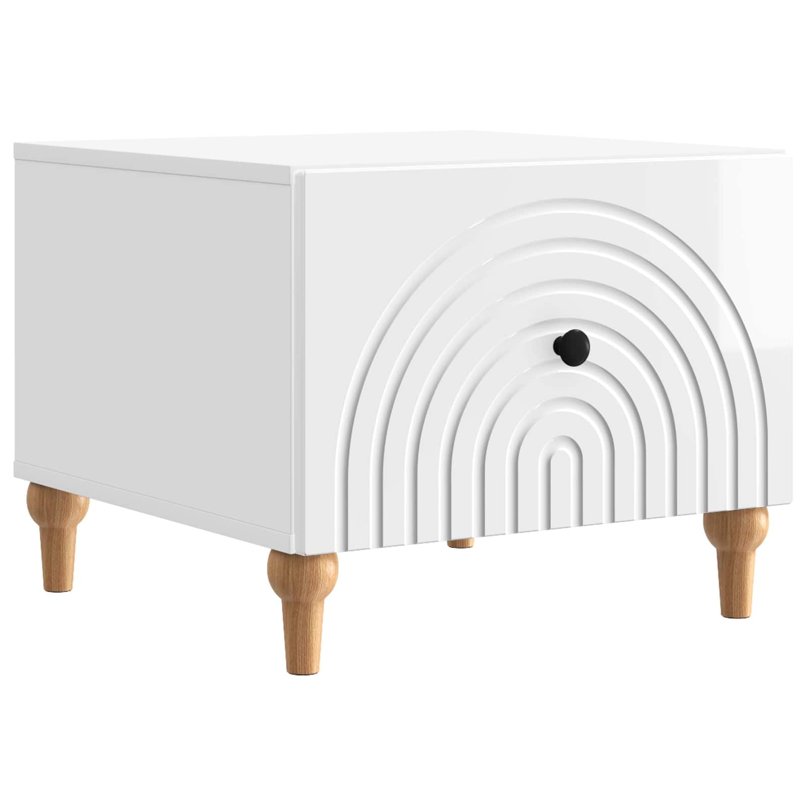 Table basse rangement pratique blanc brillant pour petit salon et grand séjour