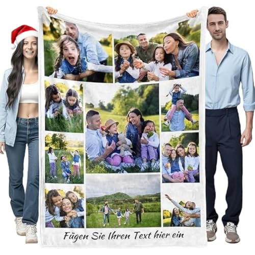 Bemaystar Personalisierte Decke mit Foto – Flauschige Kuscheldecke mit eigenem Foto – Kreative Geschenkidee für Muttertag, Vatertag, Jubiläum oder Geburtstag