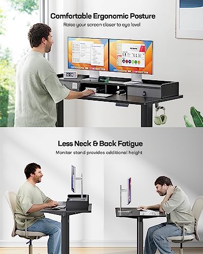 Marsail Electric Standing Desk With Dual Drawers (48 Inch, Black) #TOP1