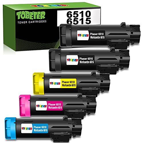 ToBeter Remanufactured Toner Cartridge 6510 Replacement for Xerox Phaser 6510 6515dni 6510dn 6510n Xerox Workcentre 6515 6515dni 6515dn 6515n Printer (2 Black 1 Cyan 1 Magenta 1 Yellow)