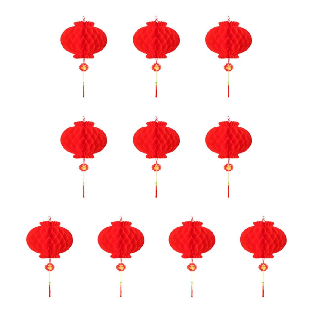 Hanging Paper Lanterns Chinese Round Red Festival Lantern Decoration for New Year 20cm 10PCS red paper lantern