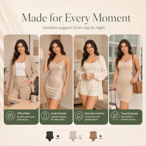 Image of DREAM SLIM Women's High-Waist Seamless Body Shaper Briefs Firm Control Tummy Thong Shapewear Panties Girdle Underwear
