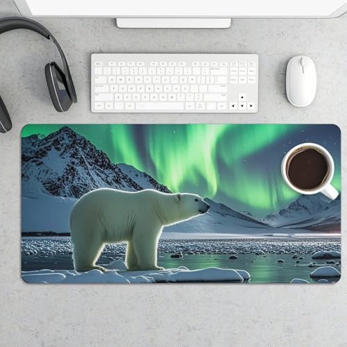 Protector para escritorio Polar Bears Northern Lights grande miniatura 5