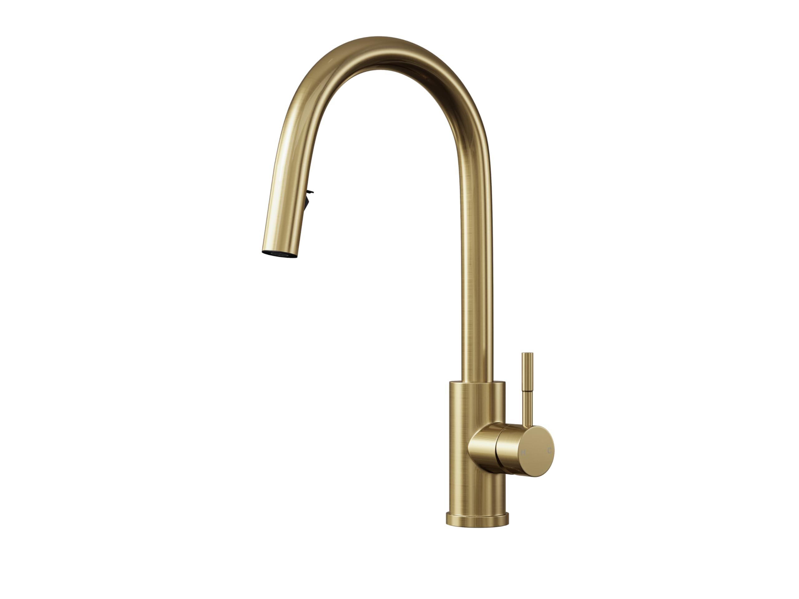 Flode Concealed Pull Out Kitchen Sink Mixer Tap – Brushed Brass - Luxury Single Lever Spray Kitchen Tap with Retractable Hose