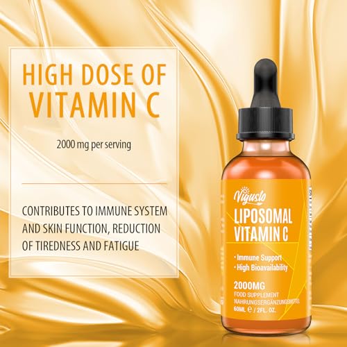 Liposomales Vitamin C Flüssig 2000mg, Hohe Absorption Vit C Tropfen, Antioxidans-Nahrungsergänzungsmittel, Vegan