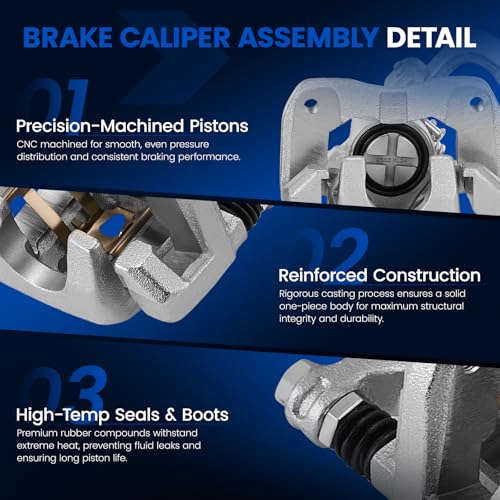 Image of Rear Brake Caliper Assembly Replaces for 19B3298 19B3299, Compatible with Honda Civic 2006-2015, Acura ILX 2013-2018, CSX 2006-2011