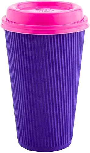 Vista 215 de Vasos de café de papel aislado de pared corrugada, 8 oz, Anaranjado