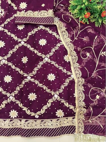 Image of Women's Embroidered Vichitra Silk Ethnic wear Semi-stitched Lehenga Choli With Dupatta Set (S-THG 415279)