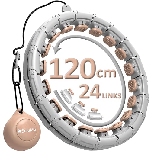 Hula Hoop Reifen Erwachsene Abnehmen und Massage, 24-teiliger hulahuppreif zum abnehmen trainiert Hüfte, Beine, Po, hoopie der nie Herunterfällt, Hula Hoop mit Gewicht Kugel inkl (Hula Taupe Standard)