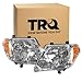 TRQ 2 Piece Headlight Assembly Set Chrome Bezel Driver & Passenger Side Compatible with Nissan Frontier 2009-2021 NI2502188 NI2503188 26010ZL40B 26060ZL40B