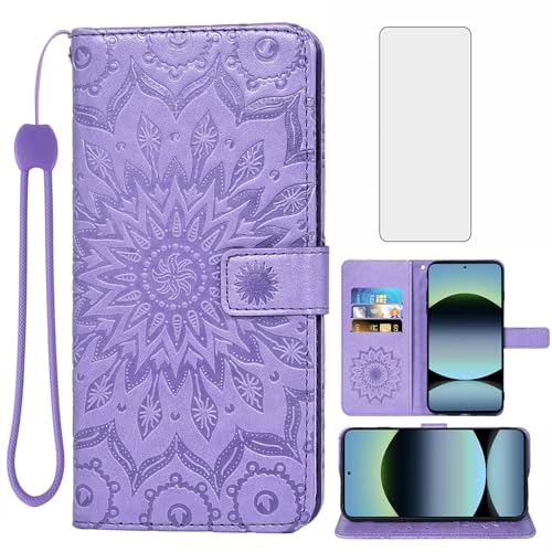 Étui cuir fin Xiaomi Redmi Note 14 4G Asuwish avec motif tournesol élégant