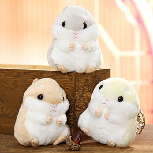 BONICI Men Women Creative Super Cute Lovely Sitting Round Body Curious Hamster Baby Pendant Keychain Key-Chains Keyring Gift Pendant Handbag Tote Purse Backpack Decoration Car Key -Blue - Image 3
