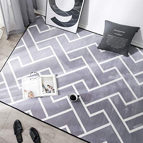 HYY-YY Alfombra de estilo nórdico para dormitorio, sala de estar, sala de estar, bonita mesa de café, sofá cama, mesita de noche, 95 x 95 cm [alfombra cuadrada pequeña] estilo gris